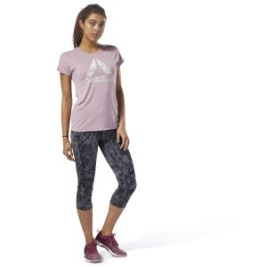 Reebok ACTIVCHILL Graphic T Shirt Damen - HellLila - DE 098-YGV